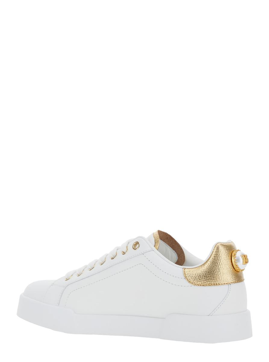'Portofino' White Sneaker With Logo And Metallic Inserts In Leather Woman