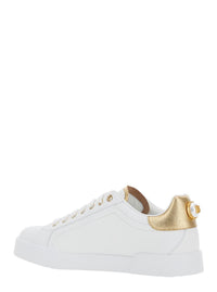'Portofino' White Sneaker With Logo And Metallic Inserts In Leather Woman