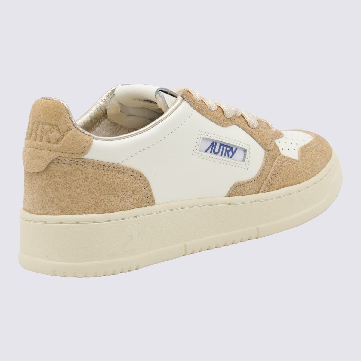 Autry Beige And Brown Leather Medalist Low Sneakers