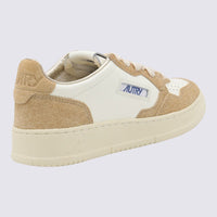 Autry Beige And Brown Leather Medalist Low Sneakers