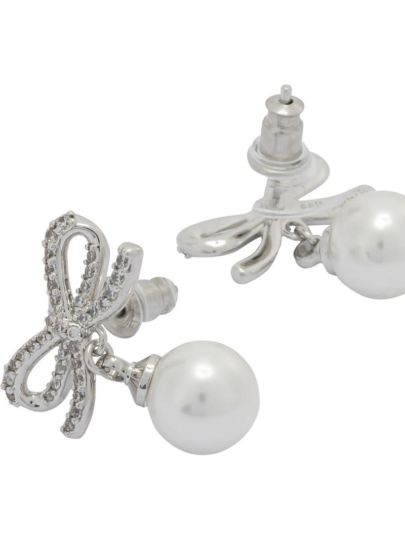 Self-Portrait Earrings With Bow And Pearls