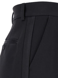 Black Pants With High Waist And Belt Loops In Wool Woman