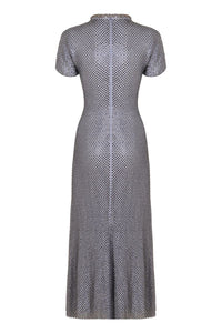 Self-Portrait Midi Dress In Mesh With Rhinestones
