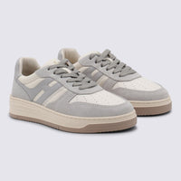 Hogan Ivory And Grey Lleather H630 Sneakers