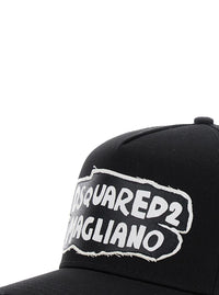 'D2 X Magliano' Black Baseball Cap With Logo Lettering On Front And Rear And Maxi Logo On The Side In Cotton Man