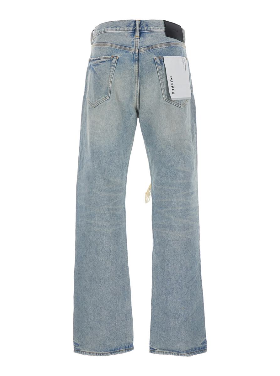 Light Blue Jeans With Logo Patch On The Rear And Maxi Ripping On The Front In Denim Man