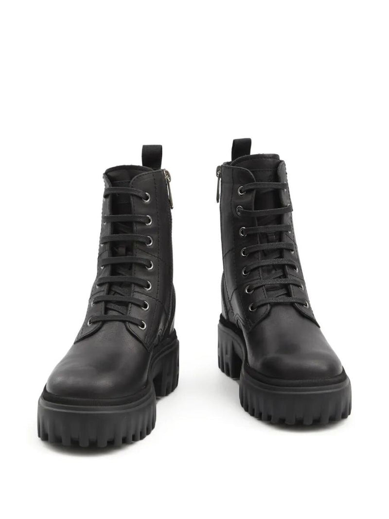 Hogan H700 Chunky Biker Boots In Leather Shoes