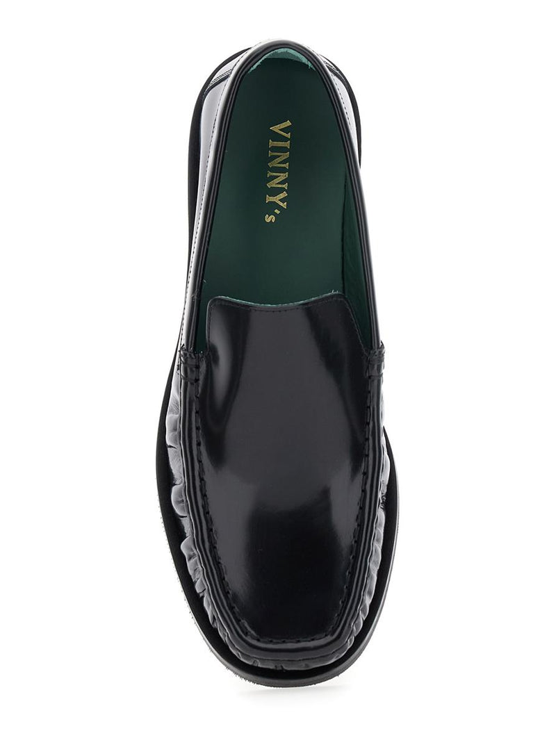 'Michel' Black Loafers With Almond Toe In Leather Man