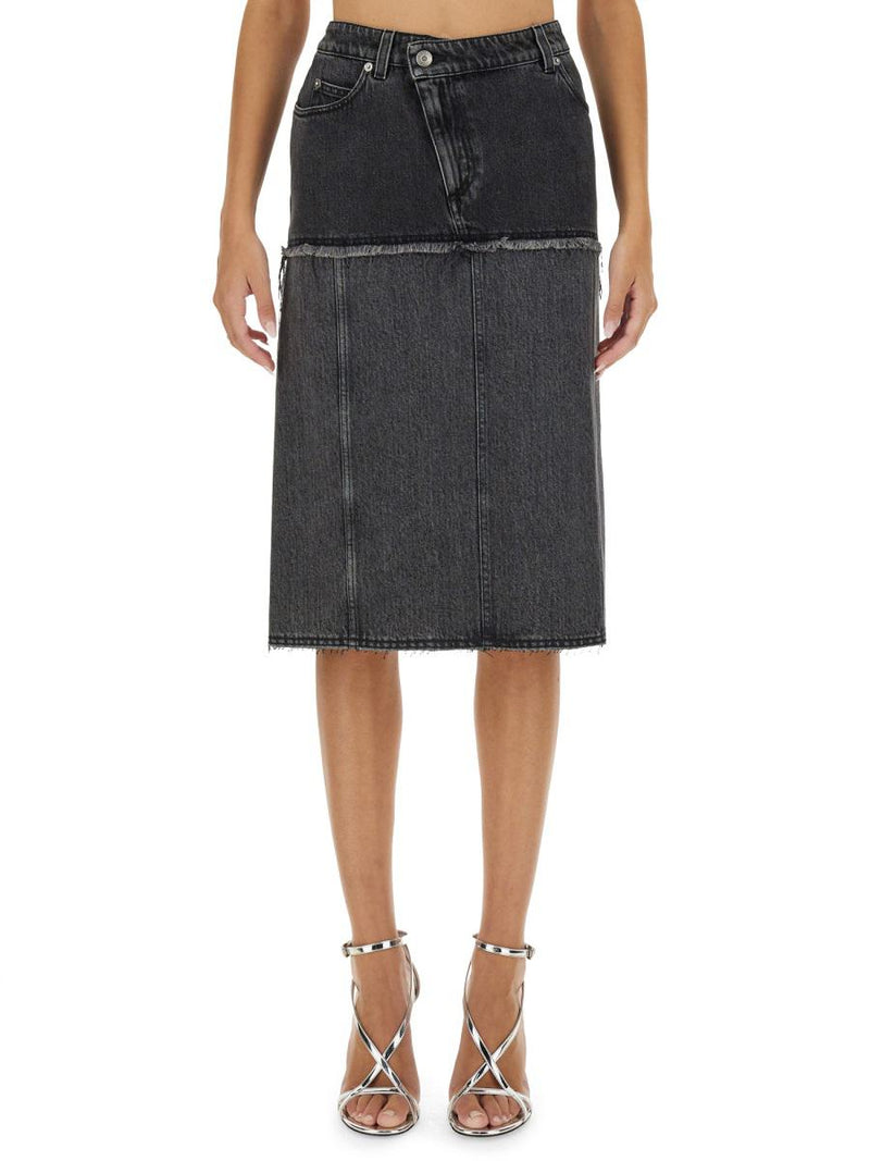 Alexander McQueen Two-Tone Denim Skirt