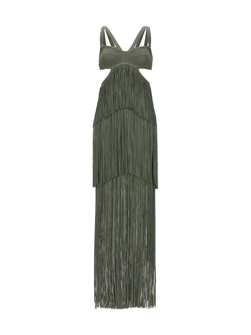 Hervé Léger 'Strappy Tiered Fringe' Dress