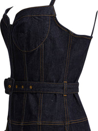 Self-Portrait Denim Flared Midi Dress