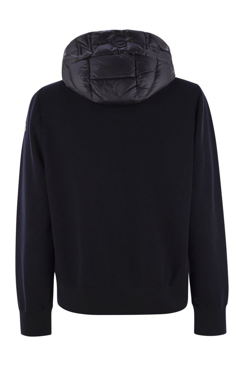 Moncler Padded Wool Sweatshirt With Hood And Zip