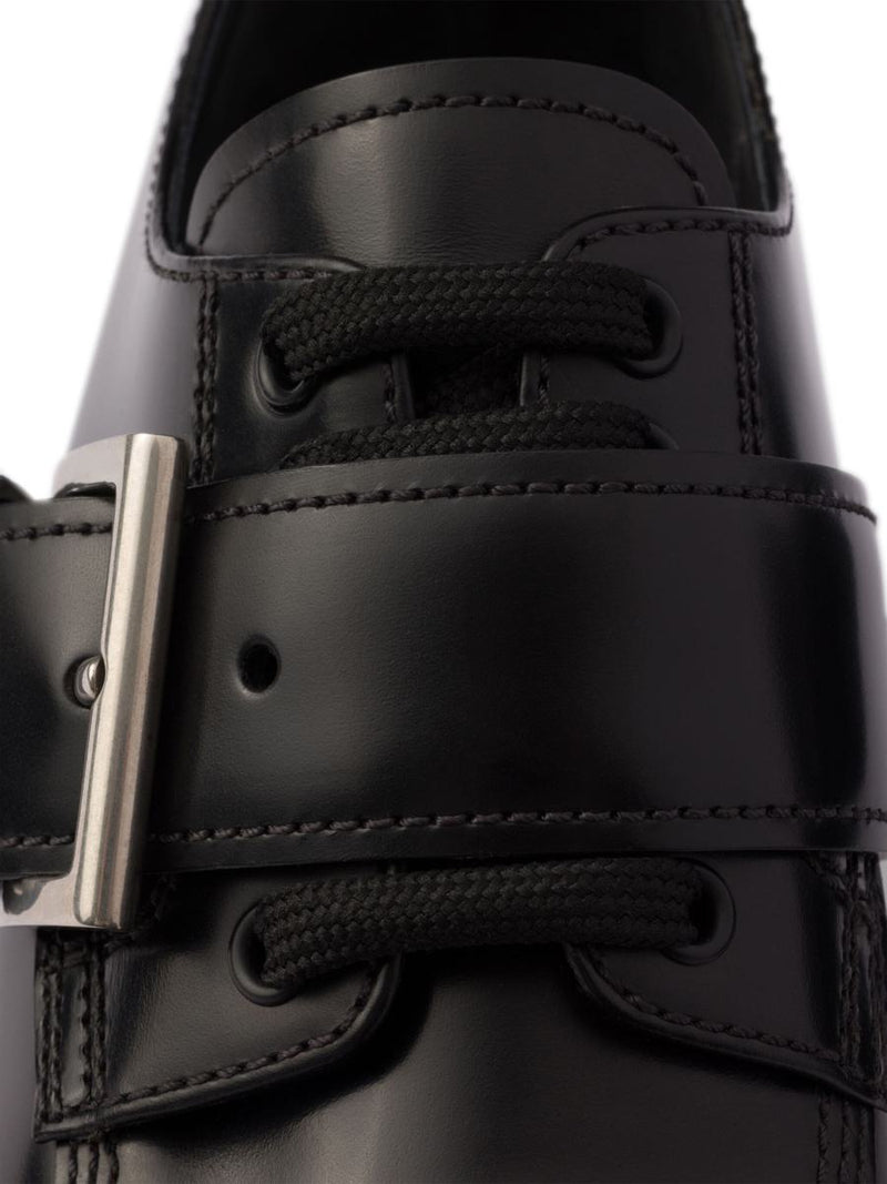 Prada Brushed Leather Lace-Up Shoes