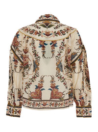 Multicolor Blouse With Classic Collar And All-Over Floral Pattern In Fabric Woman