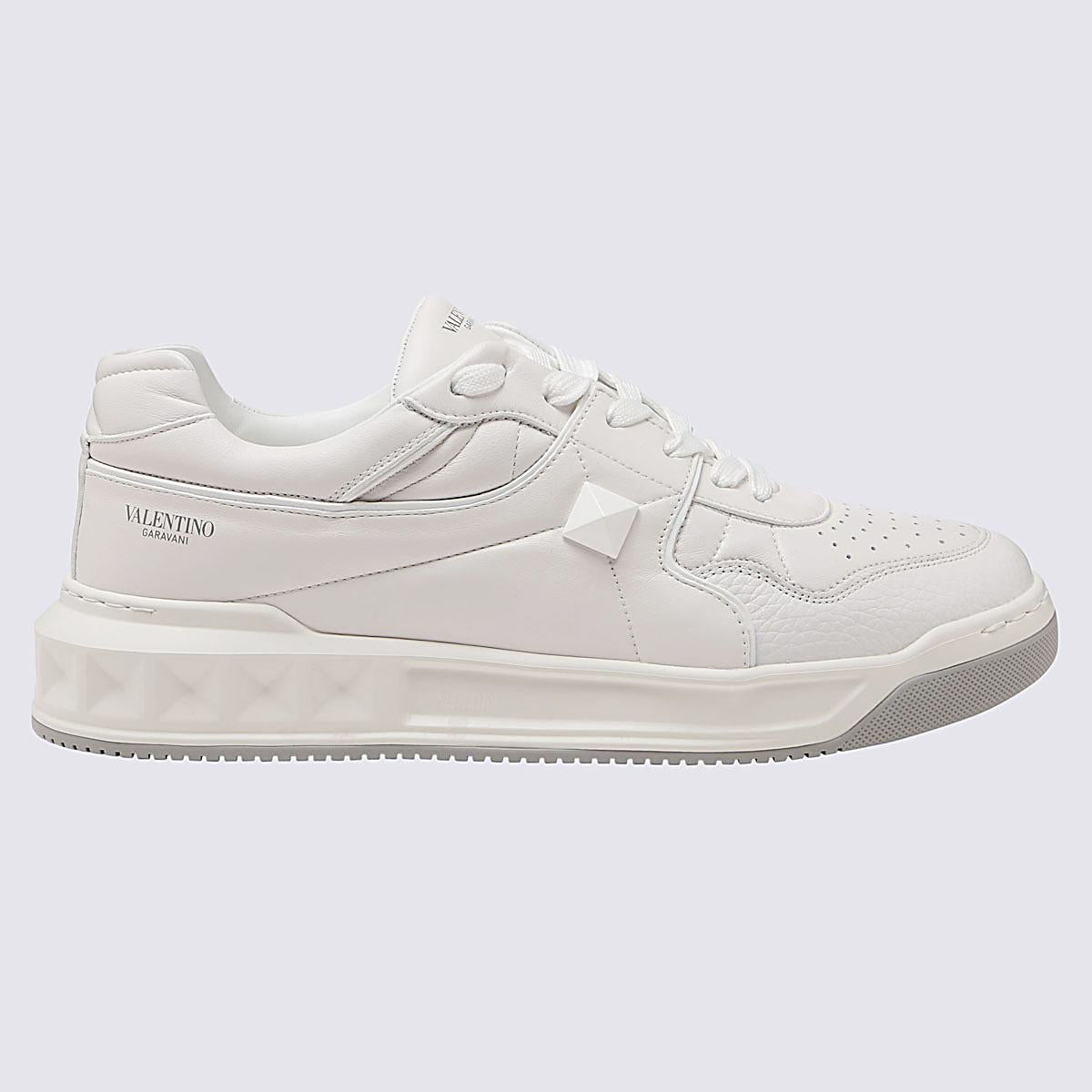 Valentino Garavani White Leather Low Top One Stud Sneakers