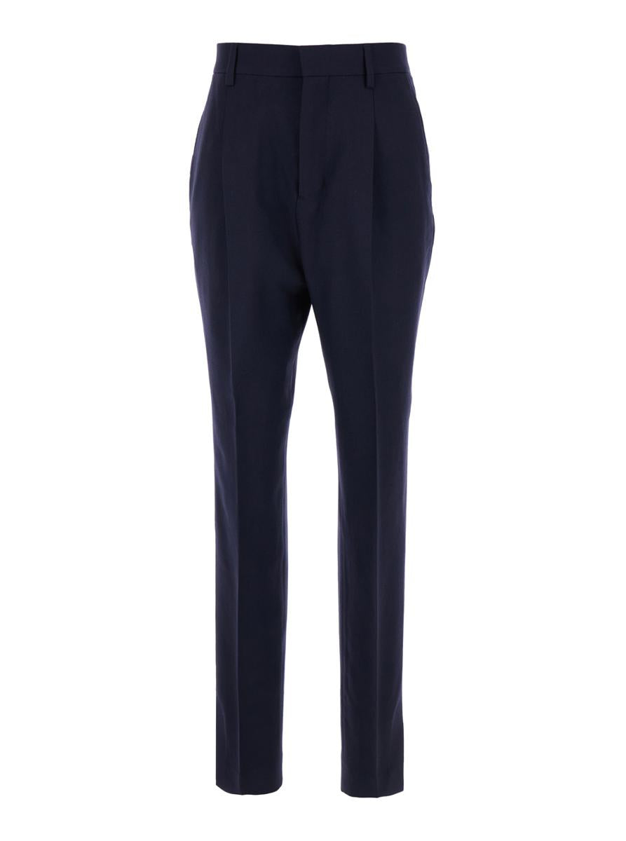 Blue Cigarette Pants In Wool Woman
