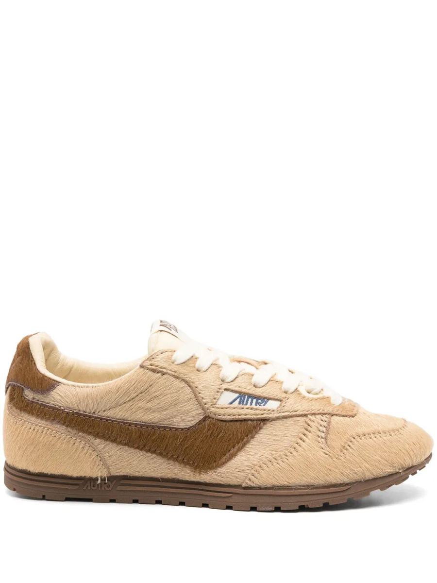 Autry Windspin Sneakers In Beige And Brown Pony Hair Effect Shoes