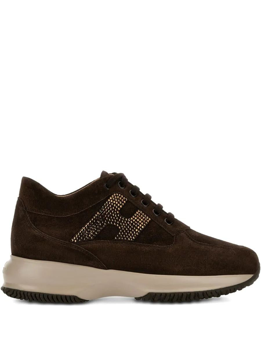 Hogan Interactive Suede Sneakers With Rhinestones Shoes