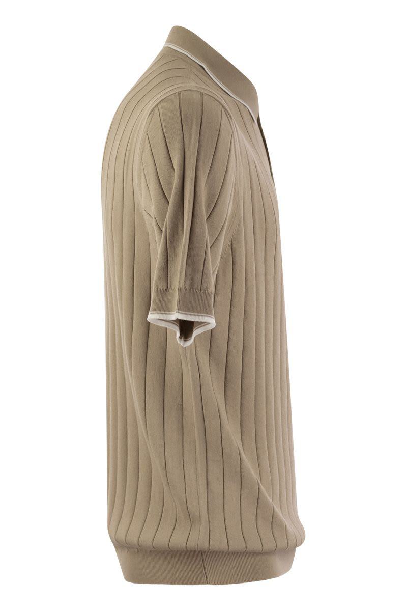 Peserico Polo Shirt In Pure Cotton Crepe Yarn With Flat Rib