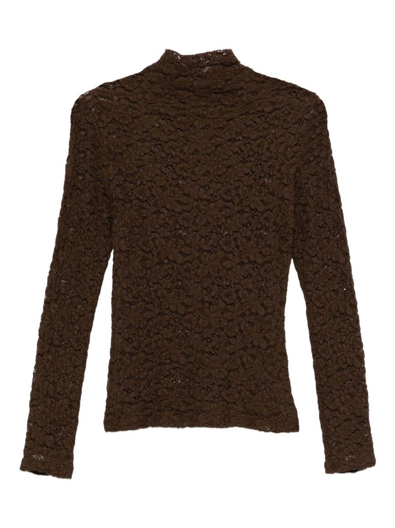 Seventy Brown Lace High-Neck Sweater