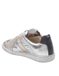 Maison Margiela Metallic Leather And Suede Sneakers