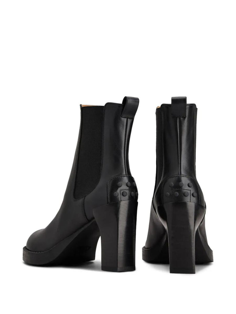 Tod'S Leather Heeled Chelsea Ankle Boots Shoes