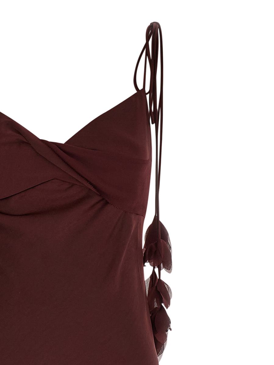 Self-Portrait 'Burgundy Satin Flower Midi' Dress