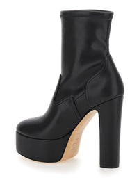 “Patty” Black Ankle Boots With High Heel And Platform In Leather Woman