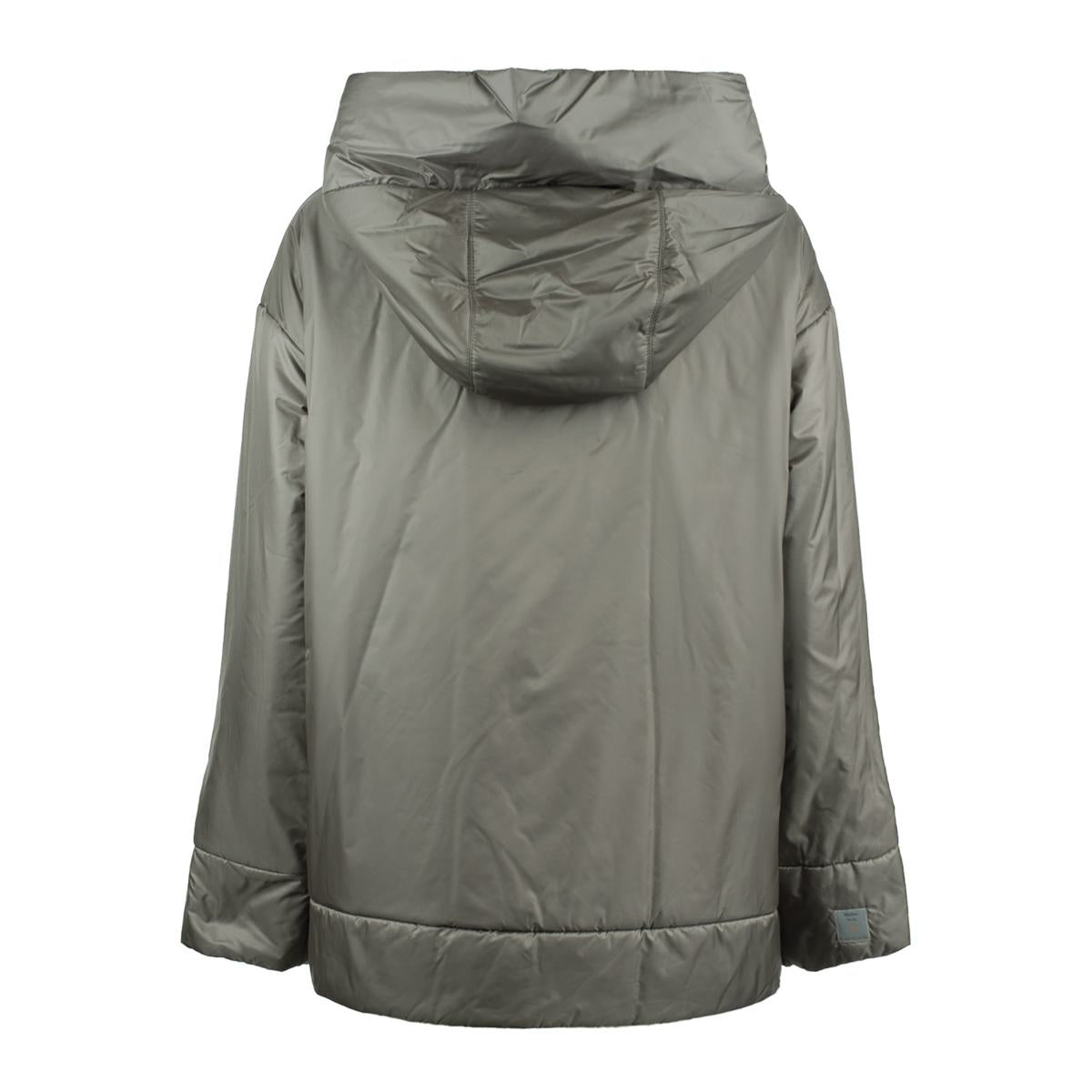 Max Mara Ice Gray Padded Drip-Proof Canvas Jacket With Hood