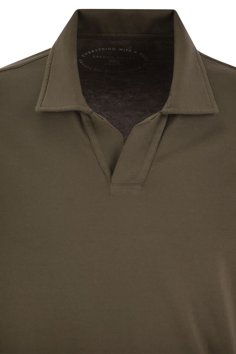 Fedeli Cotton Polo Shirt With Open Collar