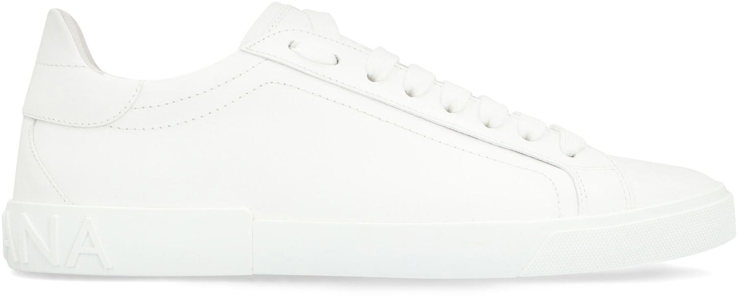 Dolce & Gabbana Portofino Vintage Leather Low-Top Sneakers