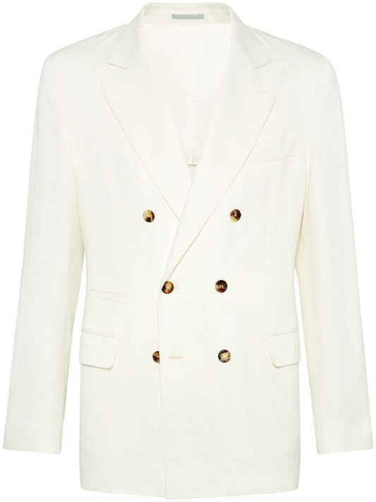Brunello Cucinelli Linen Blend Double-Breasted Jacket