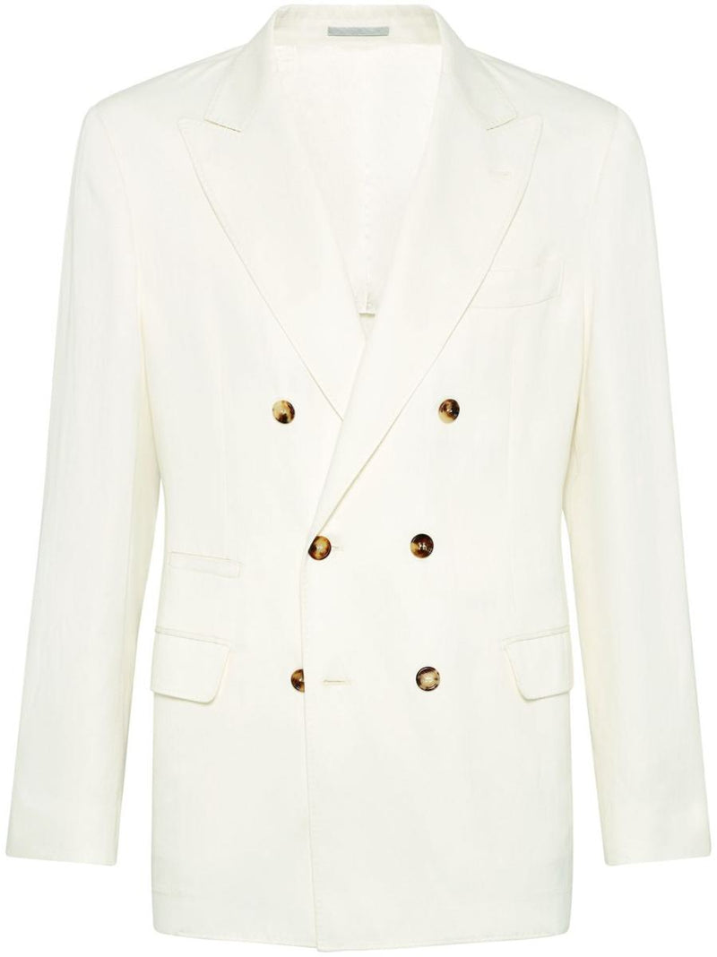 Brunello Cucinelli Linen Blend Double-Breasted Jacket