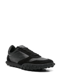 Jil Sander Black Leather Lace-Up Sneakers With Suede Inserts