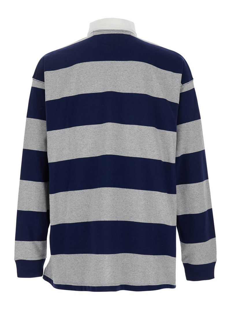 "Big Fit" Multicolor Polo Shirt With Classic Collar And All-Over Striped Motif In Cotton Man