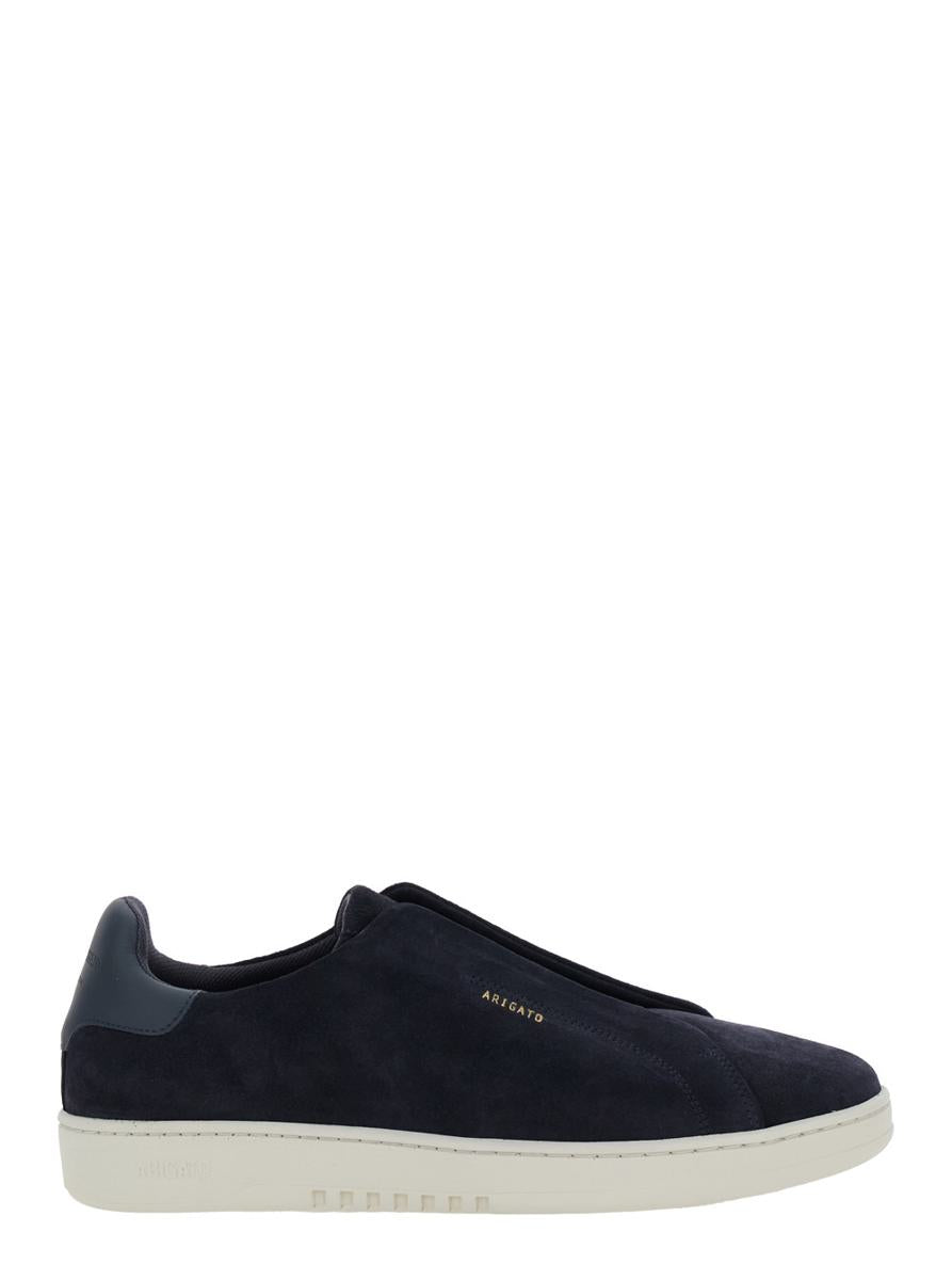 'Dice' Blue Low Top Laceless Sneakers With Logo Lettering On The Side In Suede Man
