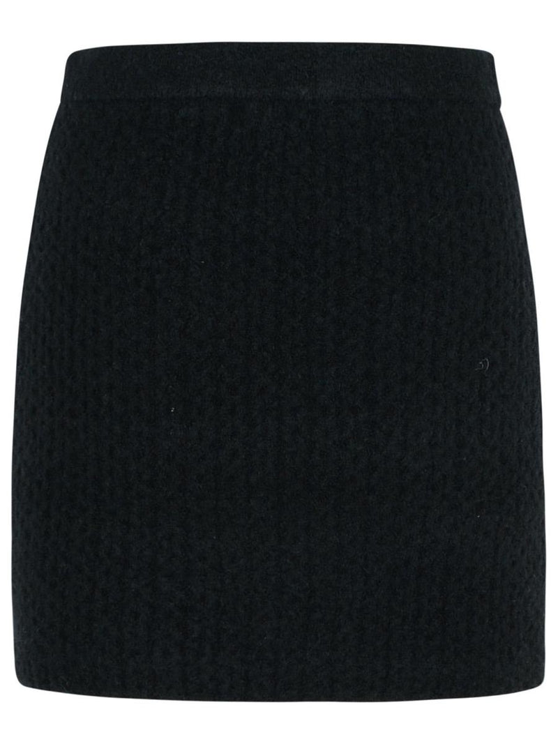 Self-Portrait Black Alpaca Blend Skirt