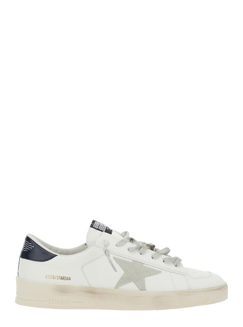 White Sneakers With Star Detail In Leather Man