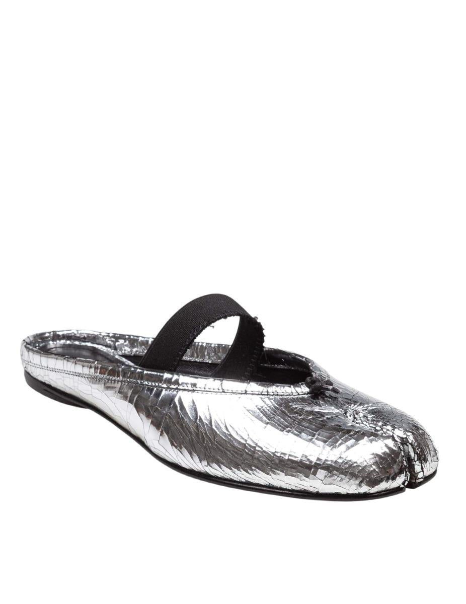 Maison Margiela Leather Tabi Mule With Broken Mirror Effect