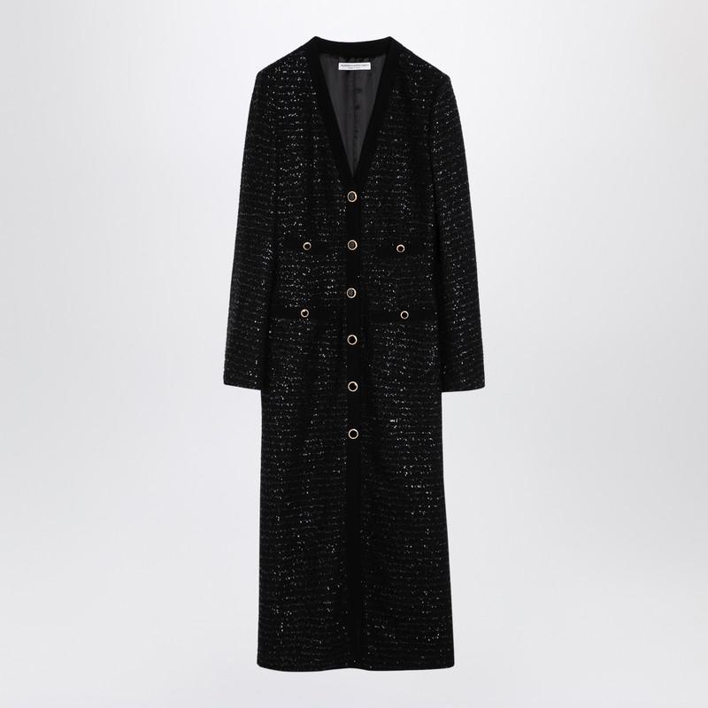 Alessandra Rich Sequin Tweed Midi Dress With Buttons