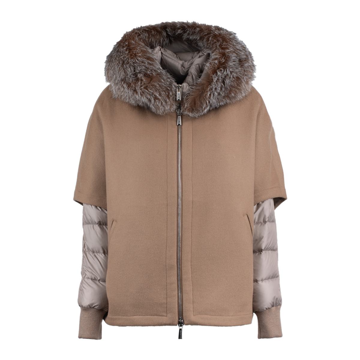 Moorer Short Hazelnut Hood Matched With Down Jacket
