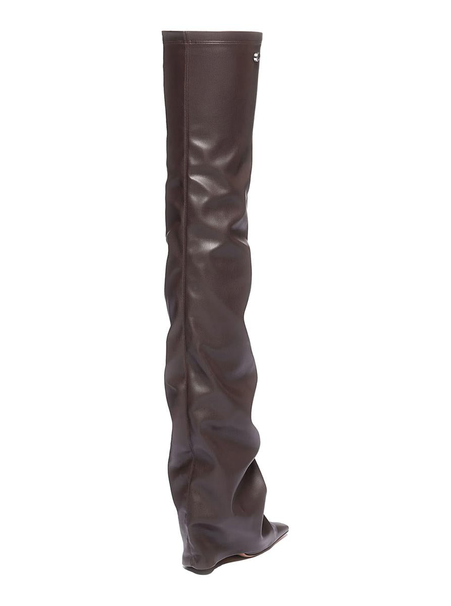 'Robin Okt' Brown Boots With High Stiletto Heel And Ruched Detail In Leather Woman