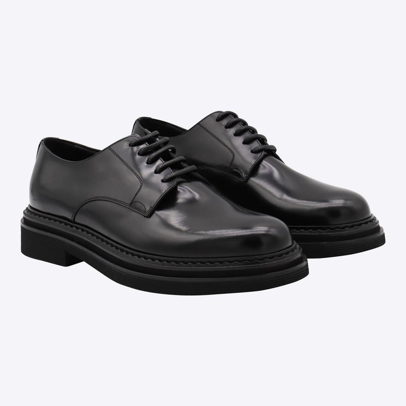 Dolce & Gabbana Black Leather Lace Up Shoes