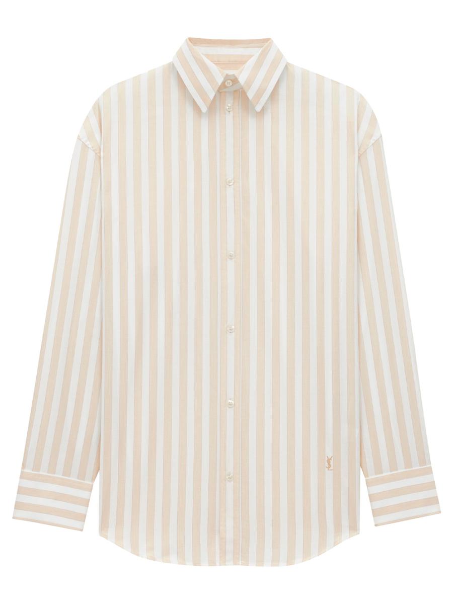 Saint Laurent Striped Cotton Cassandre Shirt Clothing