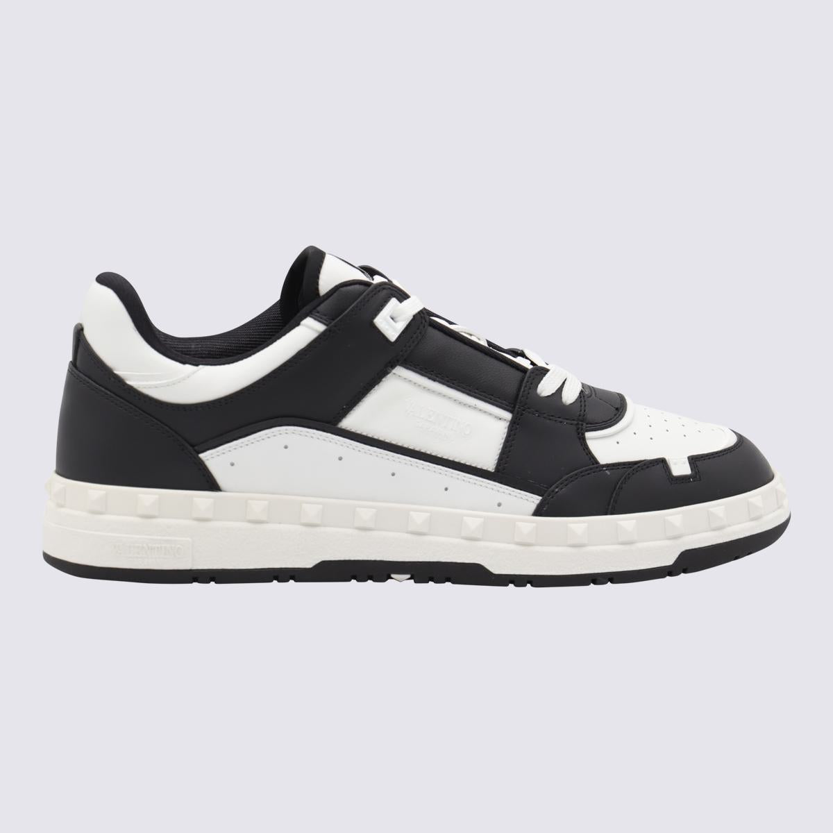 Valentino Garavani Black And White Leather Sneakers