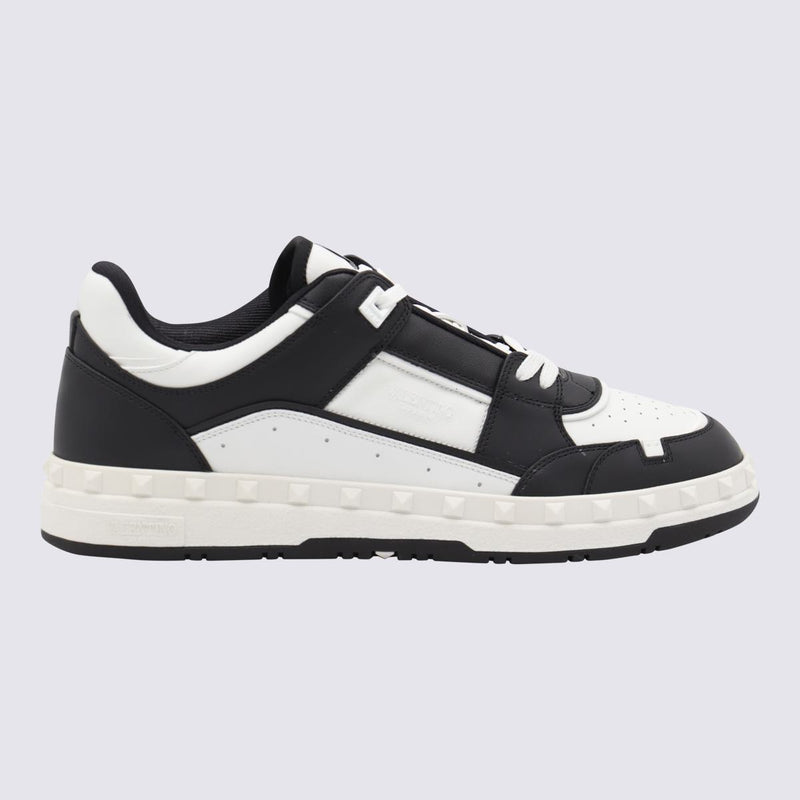 Valentino Garavani Black And White Leather Sneakers