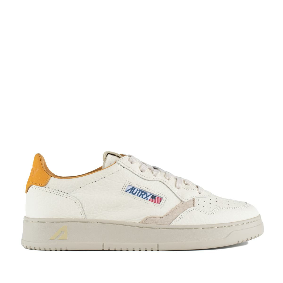 Autry Medalist Low Apricot And Sand Leather Sneakers
