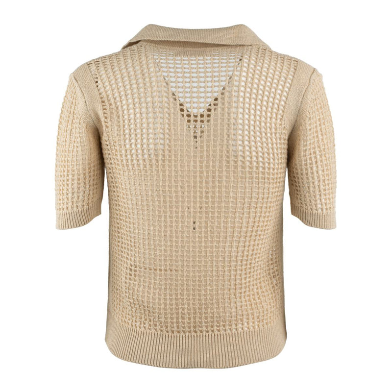 MC2 Saint Barth Beige Crochet Mesh Polo Shirt
