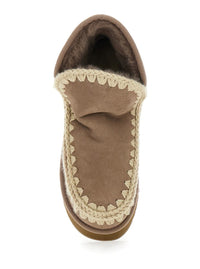 'Mini Eskimo' Brown Ankle Boots With Logo Patch On The Rear In Leather And Suede Woman