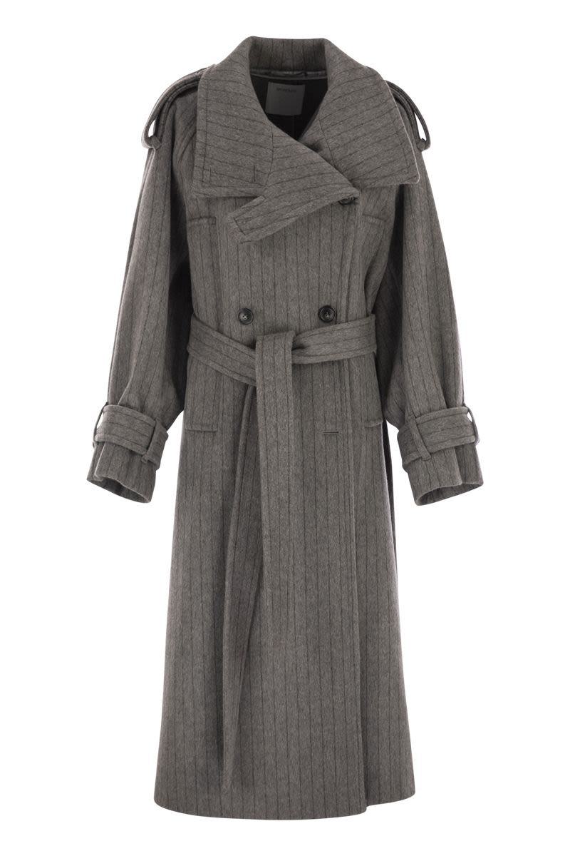 Sportmax Arold1234 - Pure Wool Pinstriped Trench Coat